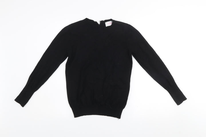 Savida Womens Black Size 10 Crew Neck Button Detail Jumper