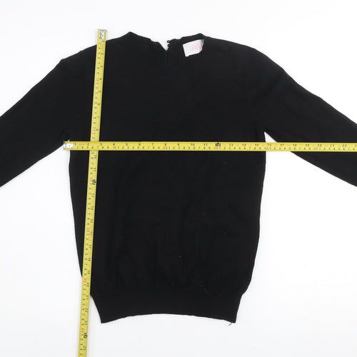 Savida Womens Black Size 10 Crew Neck Button Detail Jumper