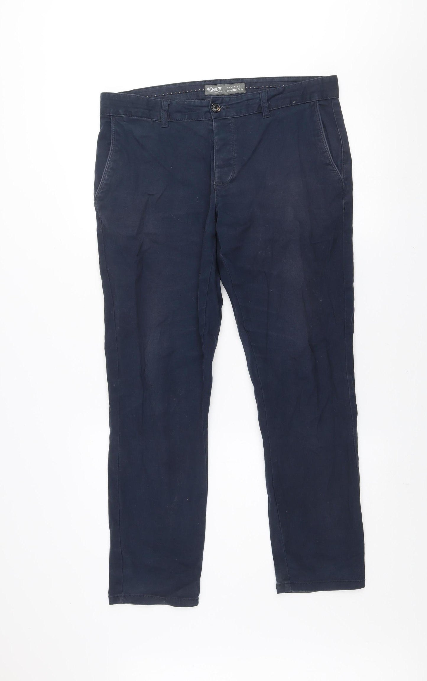 Denim Co Men's Navy Slim Stretch Chino Trousers W34 L30