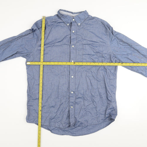 Next Men's Blue Cotton Button-Down Long Sleeve Shirt XL