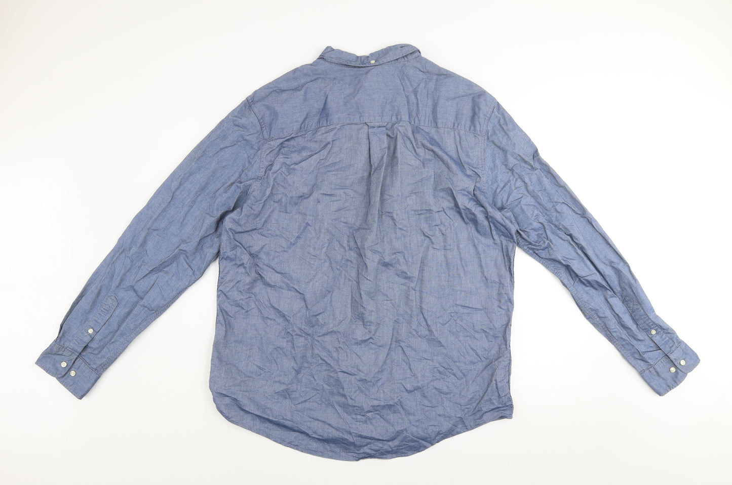 Next Men's Blue Cotton Button-Down Long Sleeve Shirt XL