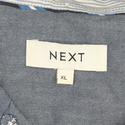 Next Men's Blue Cotton Button-Down Long Sleeve Shirt XL