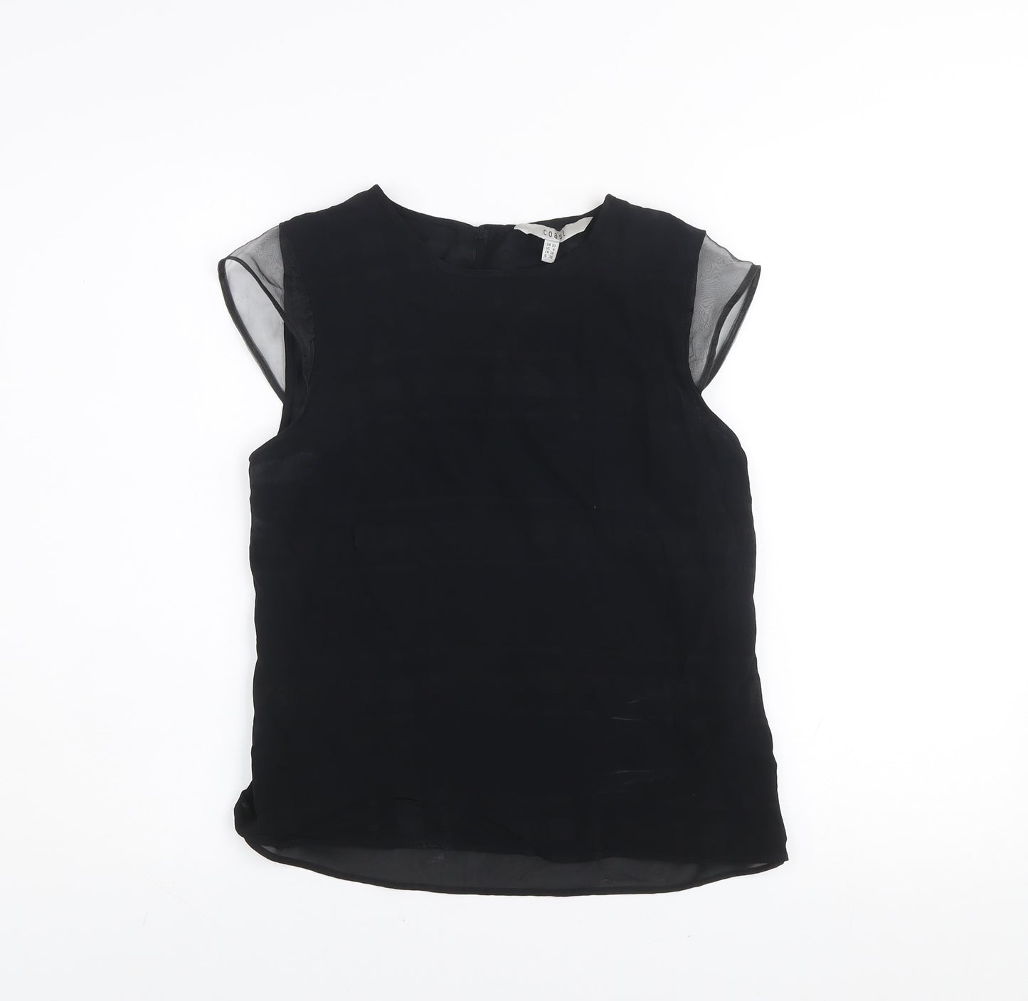 Coast Women's Black Sleeveless Crew Neck Viscose Blouse UK 10