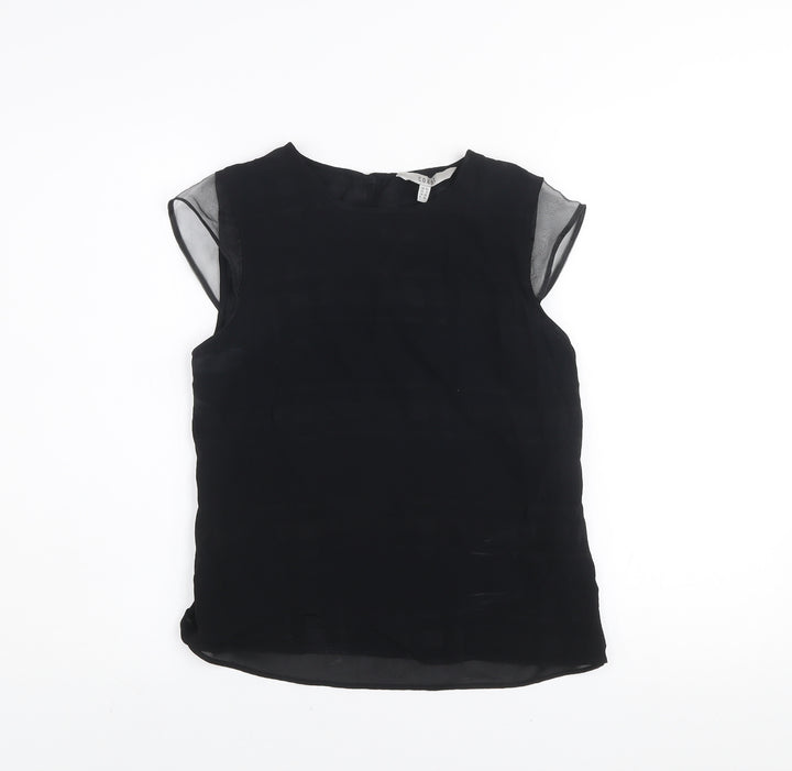 Coast Women's Black Sleeveless Crew Neck Viscose Blouse UK 10
