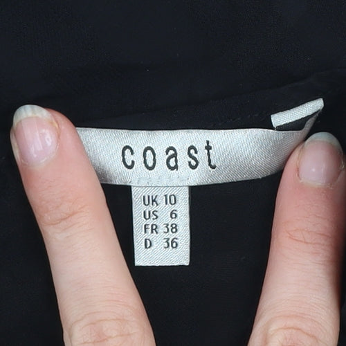 Coast Women's Black Sleeveless Crew Neck Viscose Blouse UK 10
