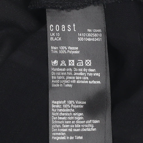 Coast Women's Black Sleeveless Crew Neck Viscose Blouse UK 10
