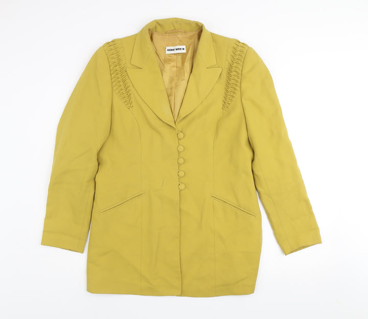 Gerry Weber Women's Yellow Cotton Blend Blazer Size 10