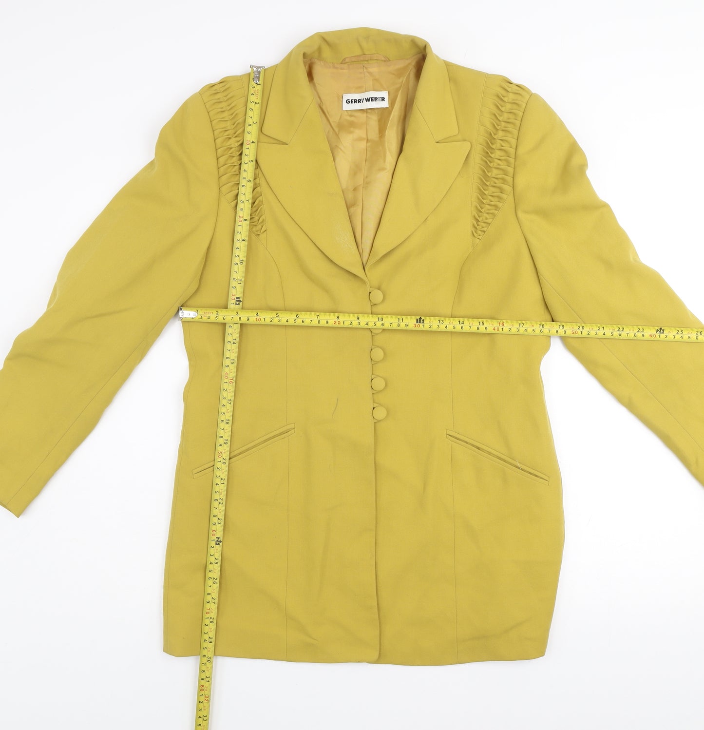 Gerry Weber Women's Yellow Cotton Blend Blazer Size 10