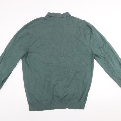Next Men’s Green Collared Henley Cotton Jumper XL