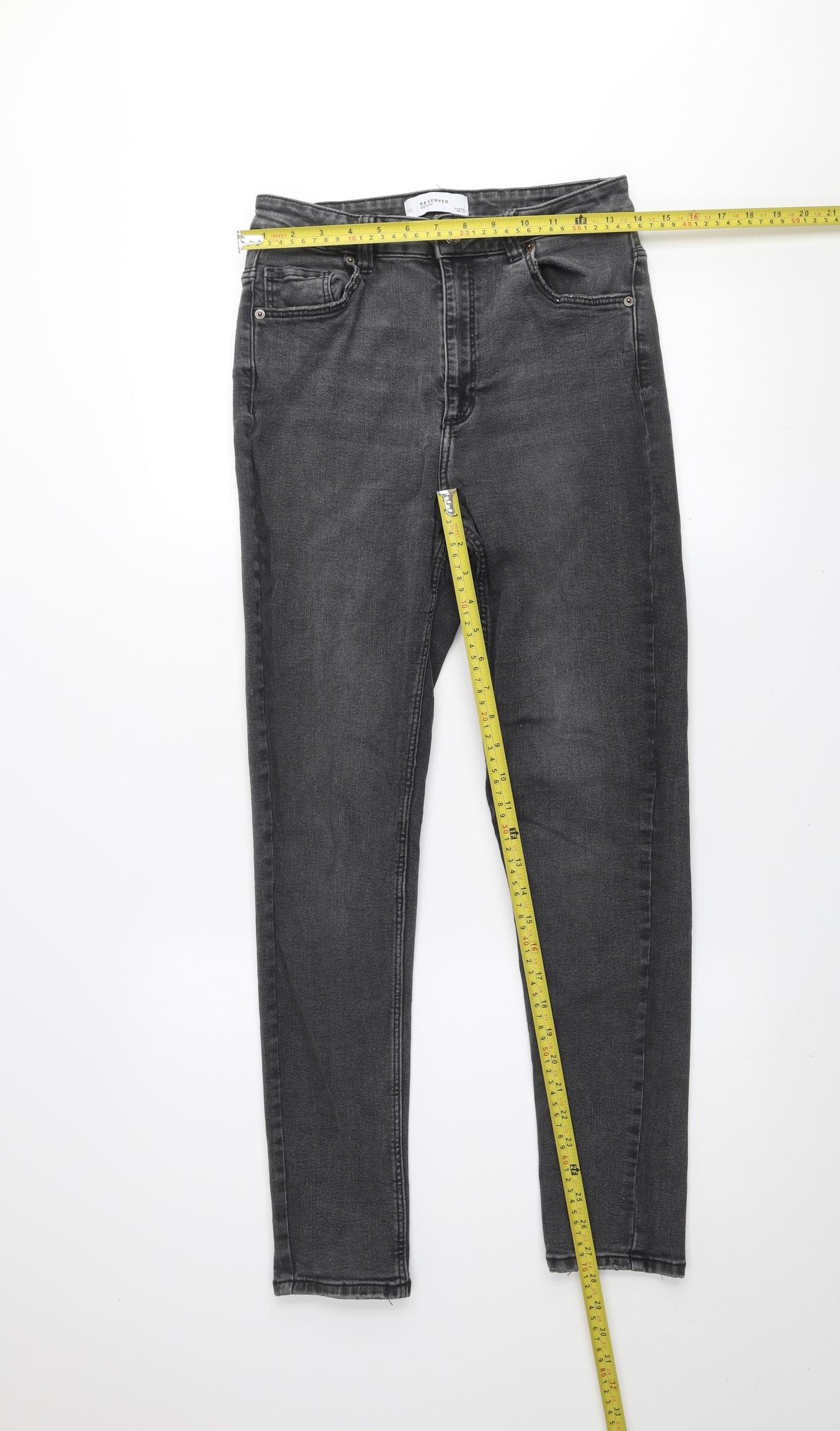 Reserved Grey Denim Skinny Jeans Slim Fit UK 12 Unisex