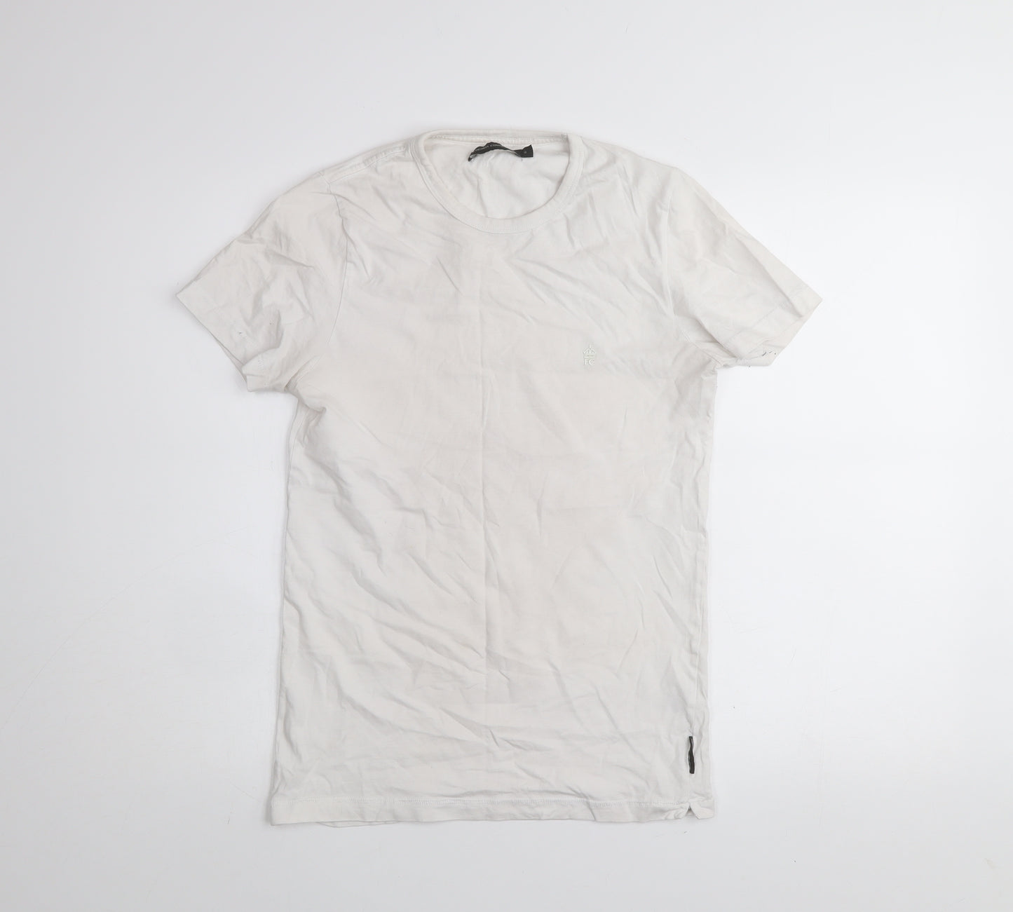 French Connection Men's White Cotton Crew Neck T-Shirt Size S