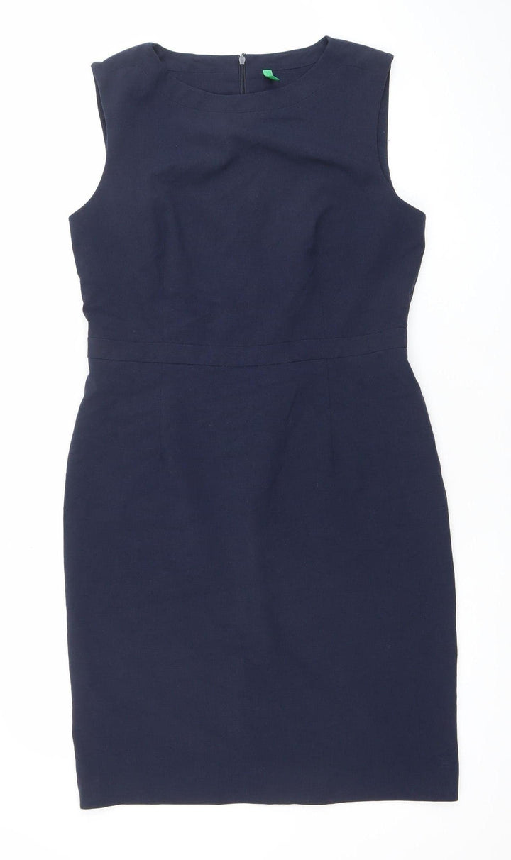 United Colors of Benetton Women's Blue Sleeveless Sheath Dress Size 12