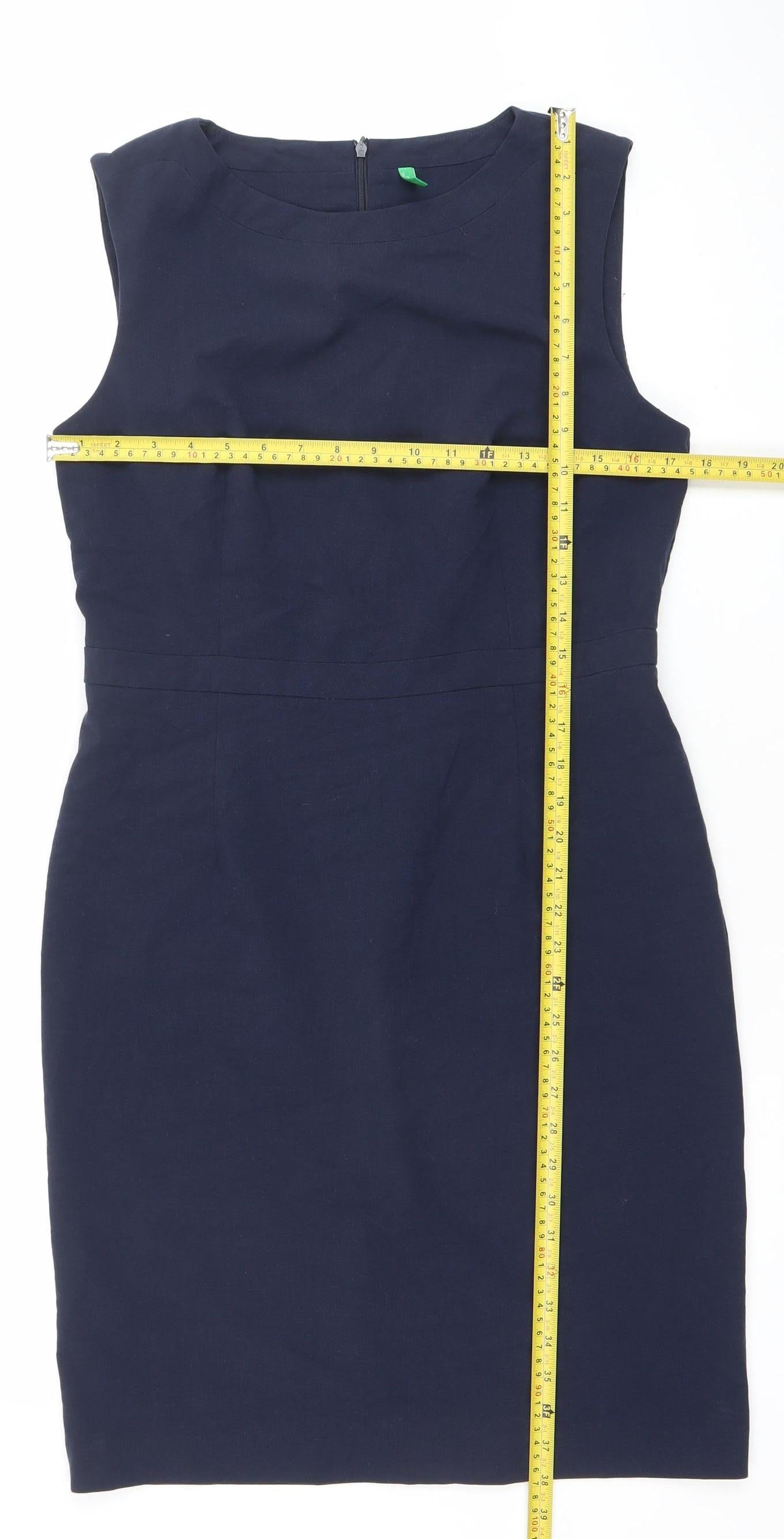 United Colors of Benetton Women's Blue Sleeveless Sheath Dress Size 12