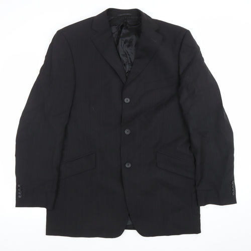 Father & Sons Men's Black Wool Cashmere Suit Jacket Size 54 Regular