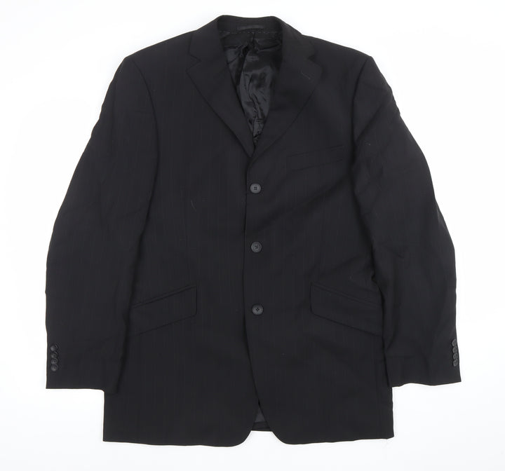 Father & Sons Men's Black Wool Cashmere Suit Jacket Size 54 Regular