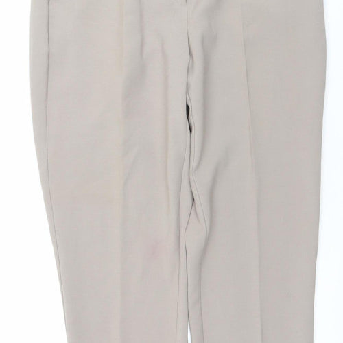 Gallery Women Beige Size 12 Straight Leg Polyester Blend Trousers
