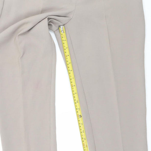 Gallery Women Beige Size 12 Straight Leg Polyester Blend Trousers