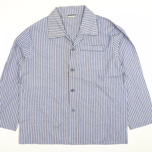Dunnes Stores Men's Blue Striped Cotton Long Sleeve Pyjama Top XL