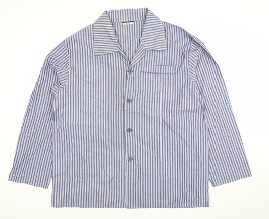 Dunnes Stores Men's Blue Striped Cotton Long Sleeve Pyjama Top XL