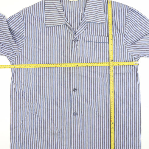 Dunnes Stores Men's Blue Striped Cotton Long Sleeve Pyjama Top XL