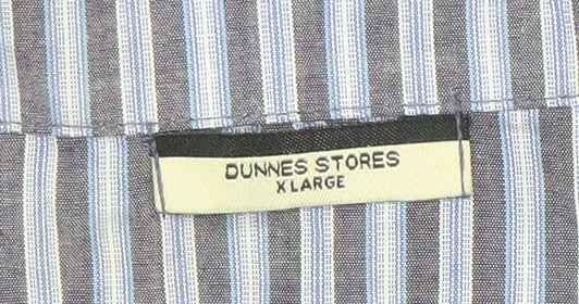 Dunnes Stores Men's Blue Striped Cotton Long Sleeve Pyjama Top XL
