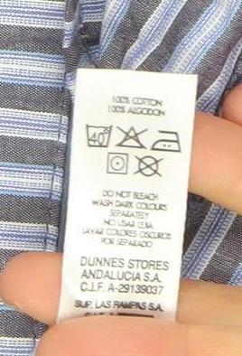 Dunnes Stores Men's Blue Striped Cotton Long Sleeve Pyjama Top XL