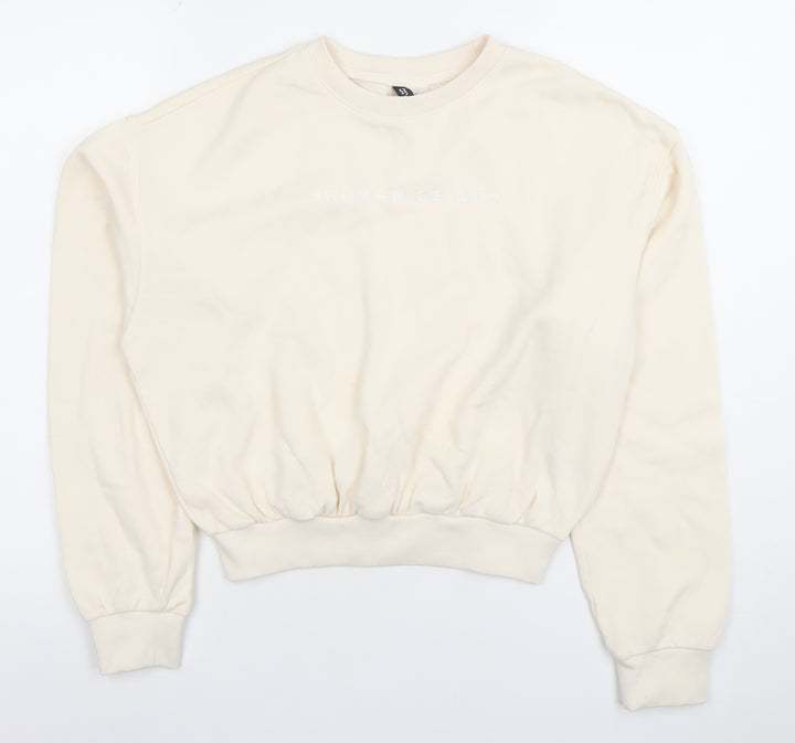 DIVIDED Women Beige XS Pullover Crew Neck Sweatshirt