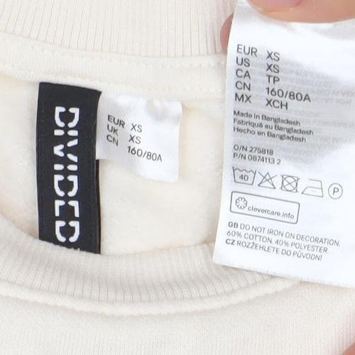 DIVIDED Women Beige XS Pullover Crew Neck Sweatshirt
