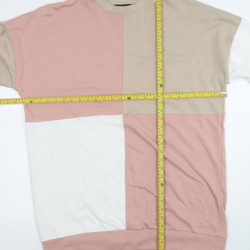 Missguided Women’s Beige Pink Colourblock Pullover Sweatshirt UK 14