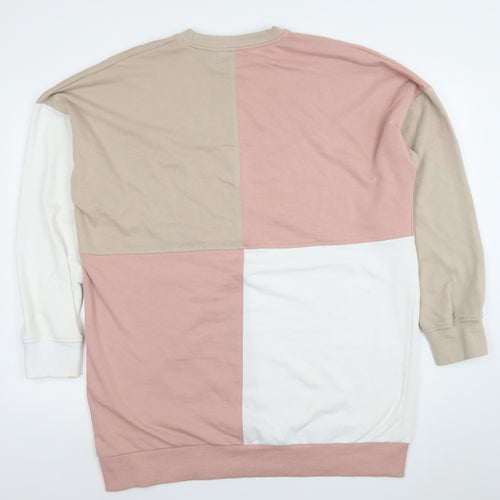 Missguided Women’s Beige Pink Colourblock Pullover Sweatshirt UK 14