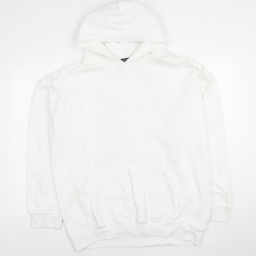 boohooMAN Men's White Graphic Print Pullover Hoodie Size M
