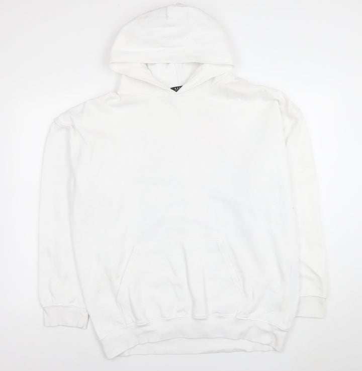 boohooMAN Men's White Graphic Print Pullover Hoodie Size M