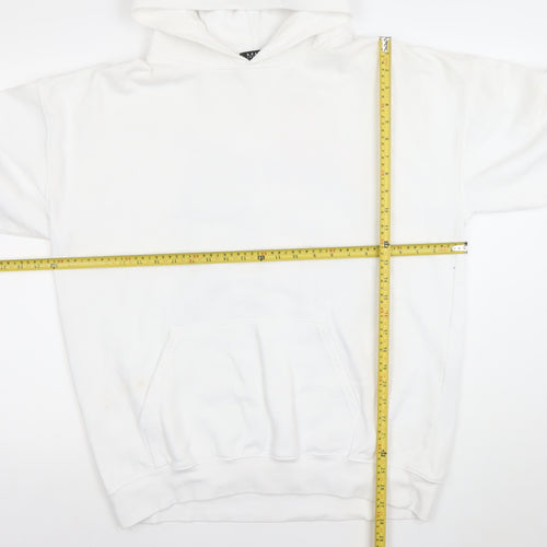 boohooMAN Men's White Graphic Print Pullover Hoodie Size M