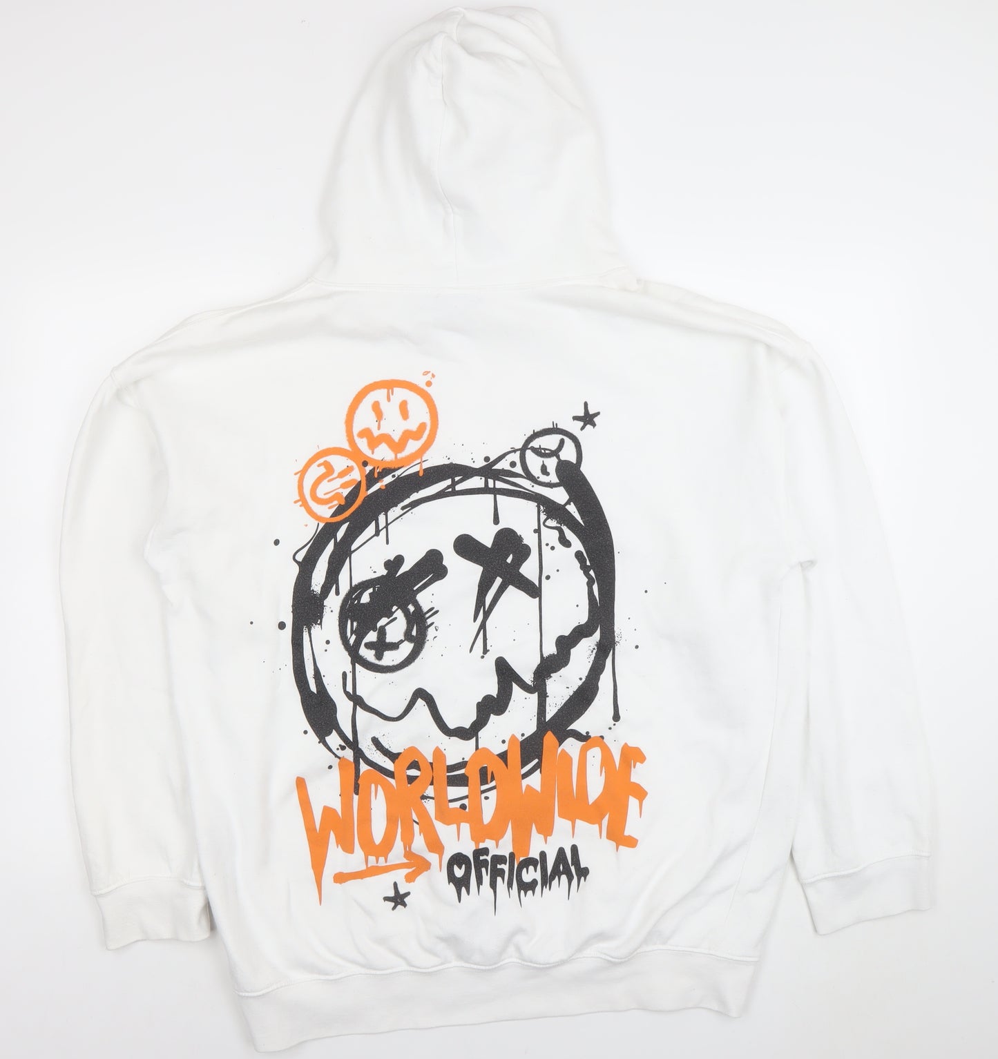 boohooMAN Men's White Graphic Print Pullover Hoodie Size M