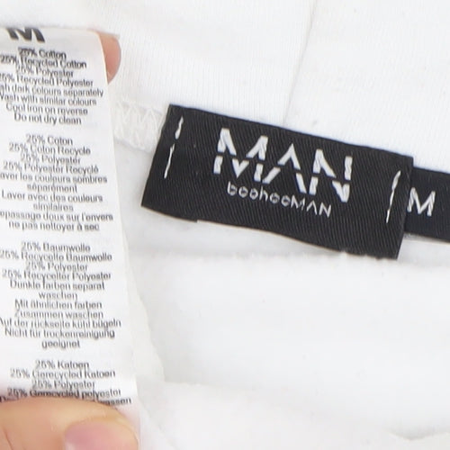 boohooMAN Men's White Graphic Print Pullover Hoodie Size M