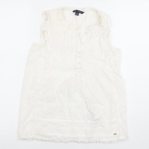 Tommy Hilfiger Women’s White Cotton Sleeveless Tunic Blouse 2XS