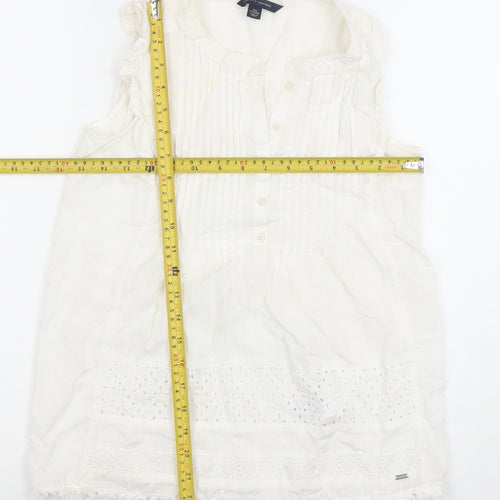 Tommy Hilfiger Women’s White Cotton Sleeveless Tunic Blouse 2XS