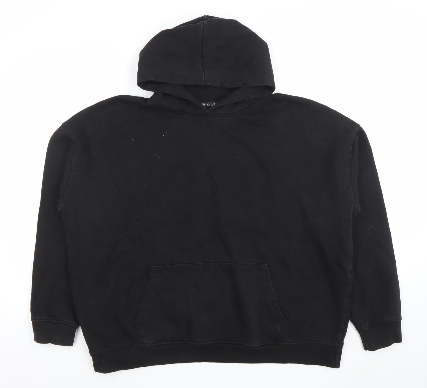 PrettyLittleThing Men's Black Pullover Hoodie M Sports Logo Fleece