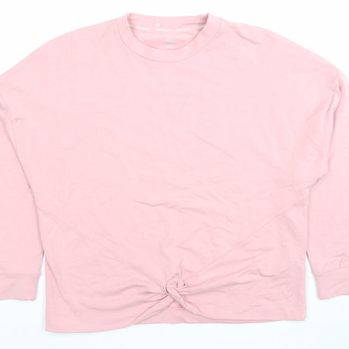 Goodmove Women Pink Crew Neck Long Sleeve Cotton Sweatshirt Size 10