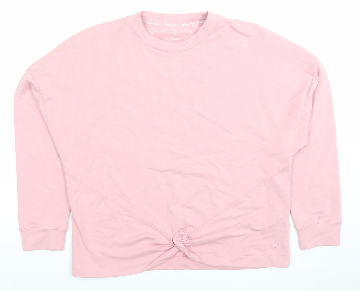Goodmove Women Pink Crew Neck Long Sleeve Cotton Sweatshirt Size 10