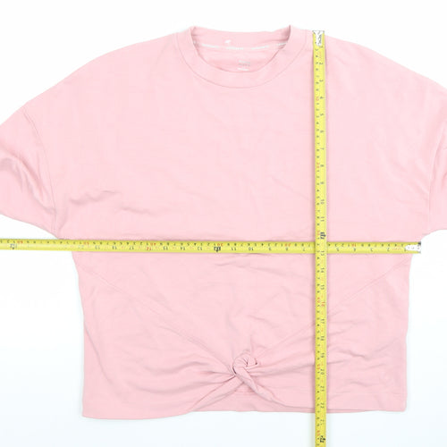 Goodmove Women Pink Crew Neck Long Sleeve Cotton Sweatshirt Size 10
