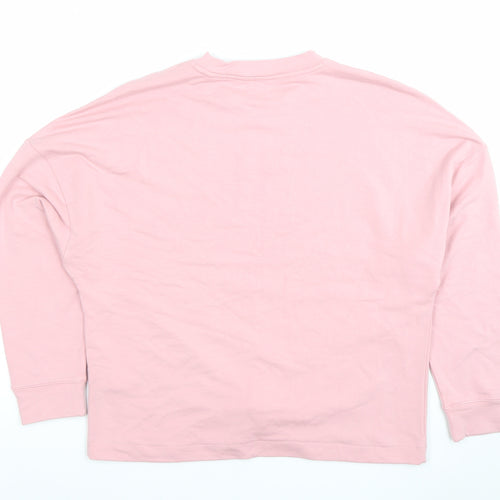Goodmove Women Pink Crew Neck Long Sleeve Cotton Sweatshirt Size 10
