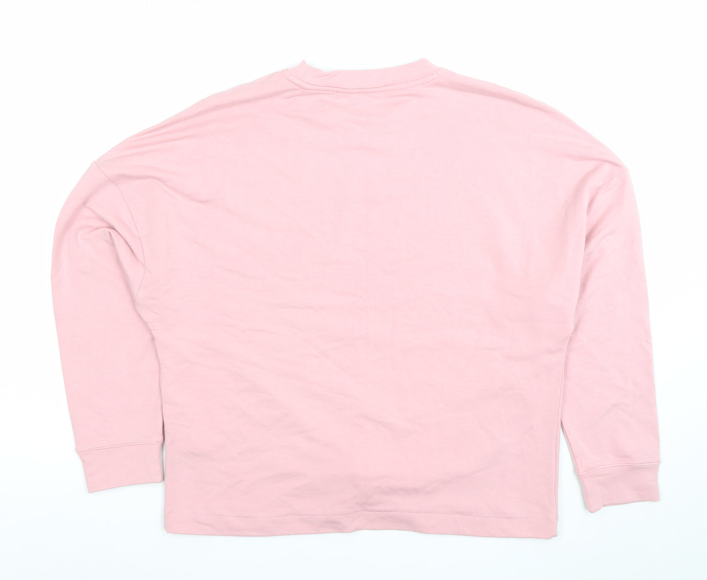 Goodmove Women Pink Crew Neck Long Sleeve Cotton Sweatshirt Size 10