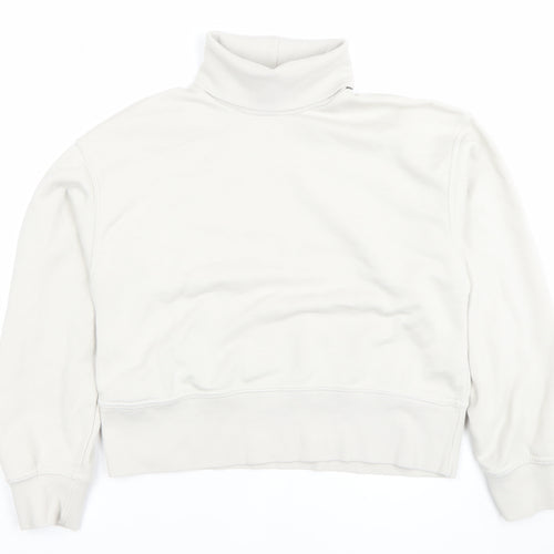 Zara Women Beige High Neck Pullover Sweatshirt Size S