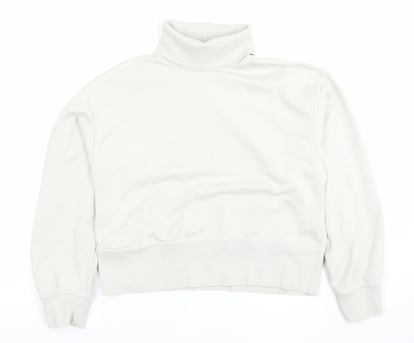 Zara Women Beige High Neck Pullover Sweatshirt Size S