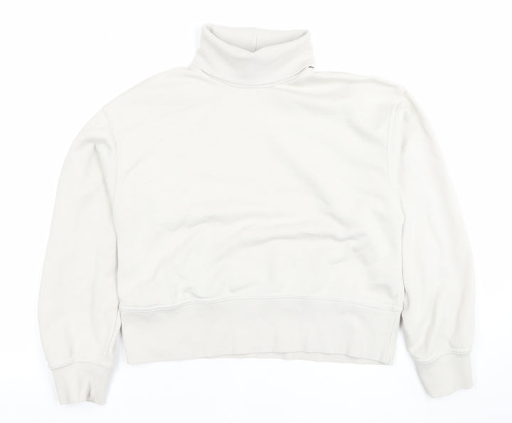 Zara Women Beige High Neck Pullover Sweatshirt Size S