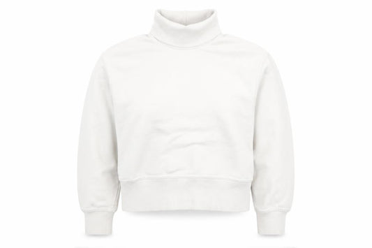 Front view of Zara Women Beige High Neck Pullover Sweatshirt, size S