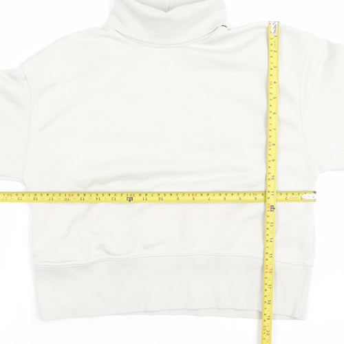 Zara Women Beige High Neck Pullover Sweatshirt Size S