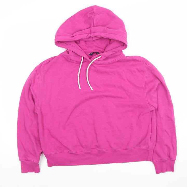 Marks and Spencer Women Bright Pink Cotton Blend Pullover Hoodie Size 10