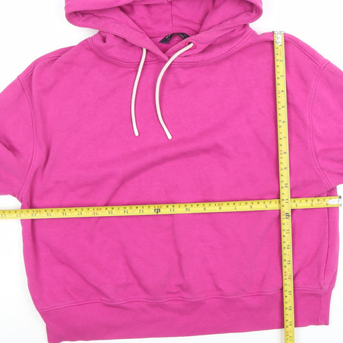 Marks and Spencer Women Bright Pink Cotton Blend Pullover Hoodie Size 10